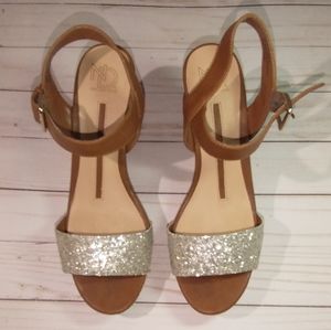 New Directions 4 1/2" Glitter Wedge Sandal sz 10